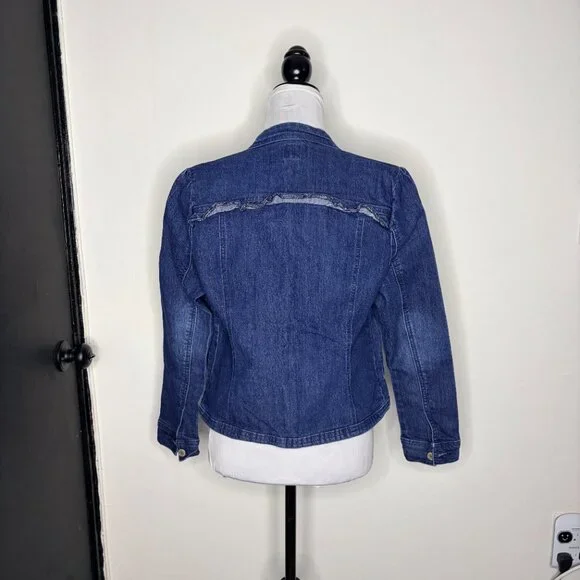 Tommy Hilfiger Tommy Girl Ruffle Denim Jacket Women’s M-L Jean Coat - Picture 3 of 11
